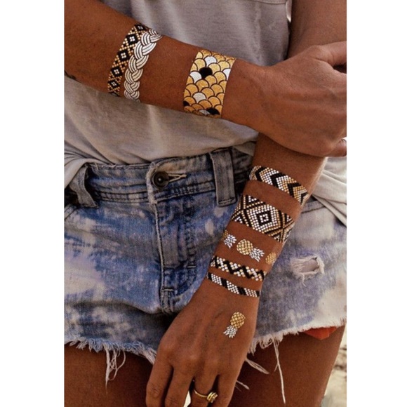 4 Sheets Boho Festival Temporary Metallic Flash Tattoos - Picture 11 of 16